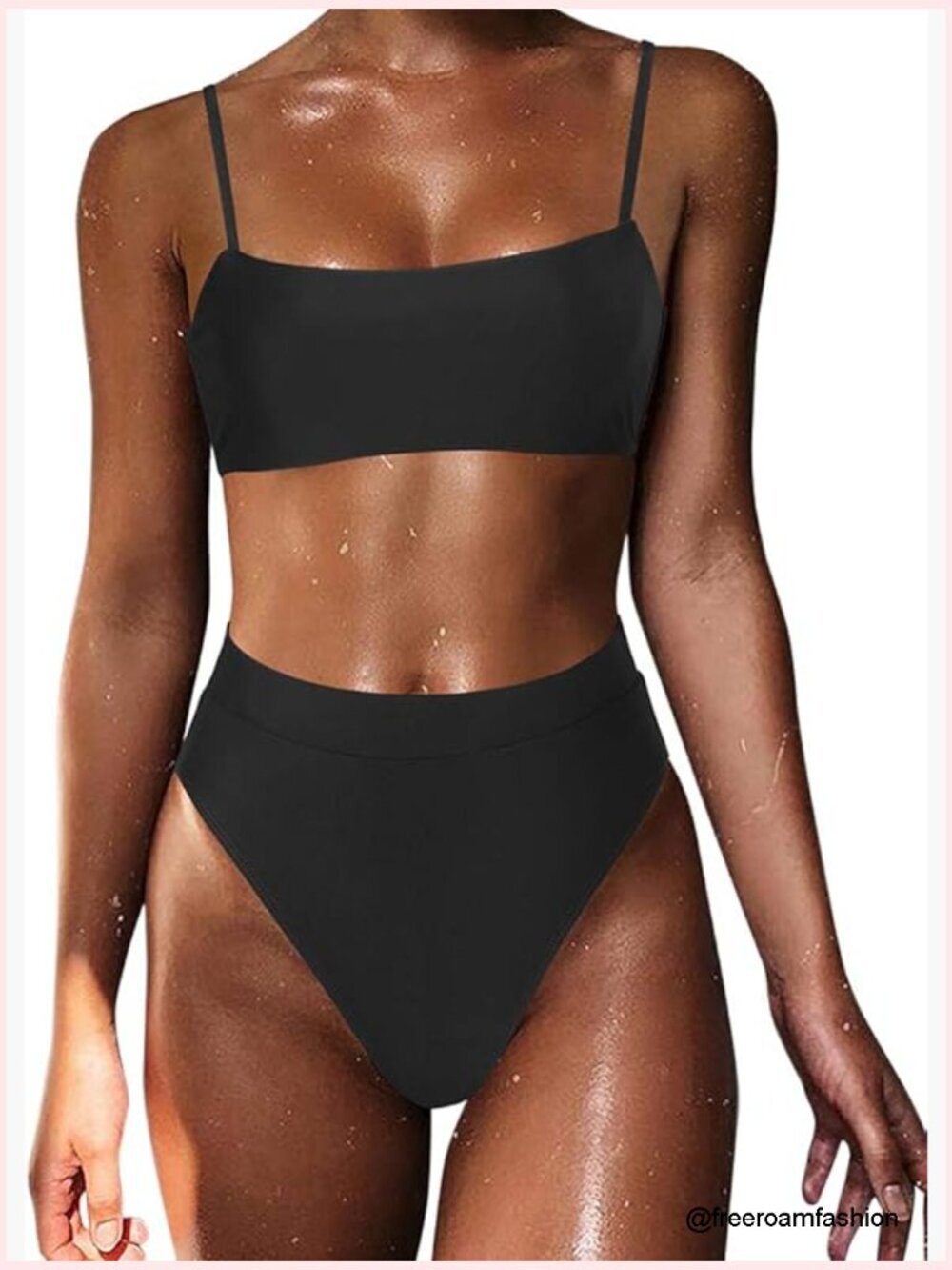 High Waisted Bikini Set with Adjustable Straps and Push Up Pads